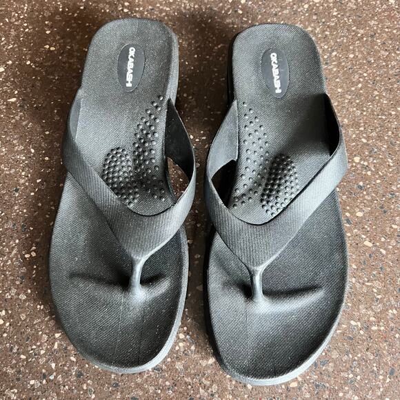 Okabashi Black Flip Flop Sandals Womens Size Large - Picture 1 of 9